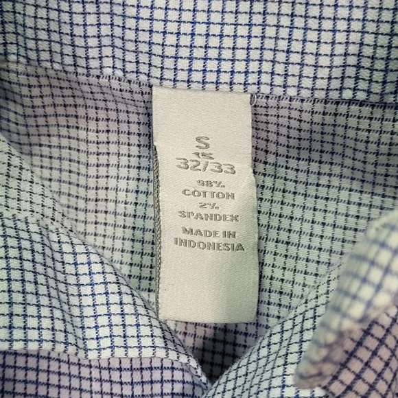 Perry Ellis Slim Fit Blue Checkered Print Long Sleeve Dress Shirt Small (32/33) - Picture 6 of 8